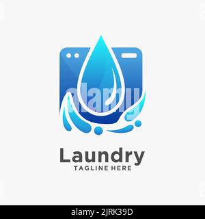 Laundry wash logo design Stock Vector