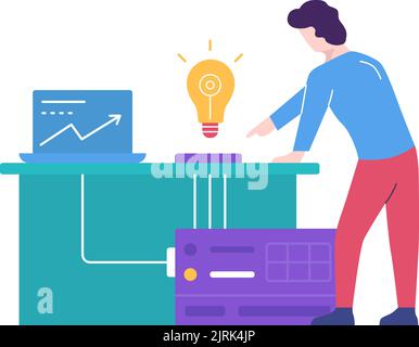 Product development flat vector icon. Business technology and creative project idea startup concept Stock Vector
