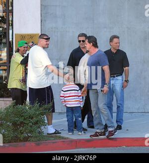 BEVERLY HILLS - NOVEMBER 30: Actor Sylvester Stallone and his brother out and about on November 30, 2008 in Beverly Hills, California.  People:  Sylvester Stallone Stock Photo