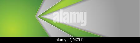 Abstract green and grey tech geometric banner design. Vector web header corporate background Stock Vector