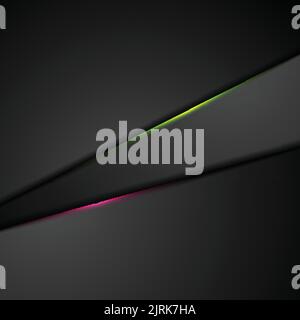Black abstract corporate background with green and pink glowing light. Vector design Stock Vector