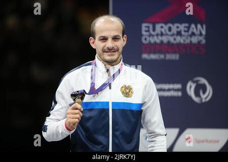 Harutyun Merdinyan of Armenia Gold medal during the Artistic Gymnastics, Men's Pommel Horse at the European Championships Munich 2022 on August 21, 2022 in Munich, Germany - Photo Laurent Lairys / DPPI Stock Photo