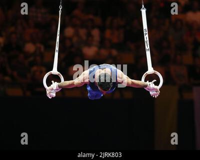 Vahagn Davtyan of Armenia during the Artistic Gymnastics, Men's Rings at the European Championships Munich 2022 on August 21, 2022 in Munich, Germany - Photo Laurent Lairys / DPPI Stock Photo