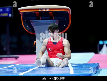 Leo Saladino of France during the Artistic Gymnastics, Men's Vault at the European Championships Munich 2022 on August 21, 2022 in Munich, Germany - Photo Laurent Lairys / DPPI Stock Photo