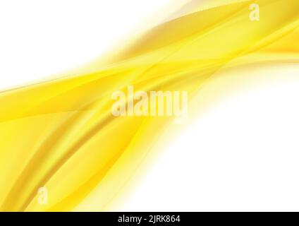 Abstract orange yellow smooth shiny waves on white background. Vector design Stock Vector