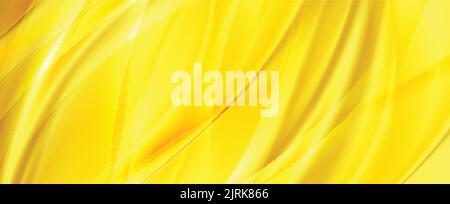 Bright yellow and orange abstract smooth waves vector background Stock Vector