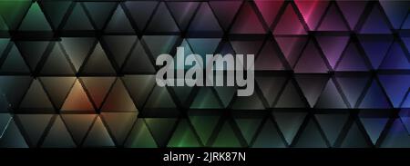 Dark colorful abstract glossy triangles tech background. Vector design Stock Vector