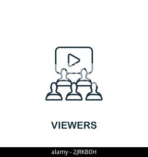Viewers icon. Line simple Streaming icon for templates, web design and infographics Stock Vector