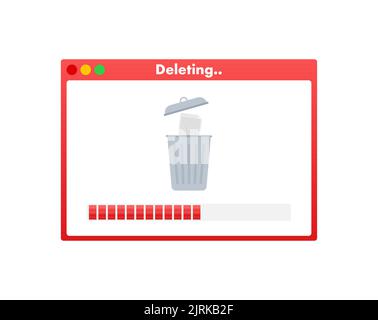 Process Delete file in paper. Remove document. Vector stock illustration. Stock Vector