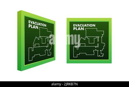 Evacuation plan of the building in case of fire. Fire safety. Vector stock illustration. Stock Vector