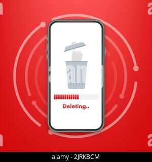 Process Delete file in paper. Remove document. Vector stock illustration. Stock Vector
