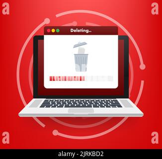 Process Delete file in paper. Remove document. Vector stock illustration. Stock Vector