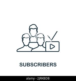 Subscribers icon. Line simple Streaming icon for templates, web design and infographics Stock Vector
