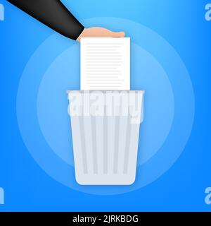 Process Delete file in paper. Remove document. Vector stock illustration. Stock Vector