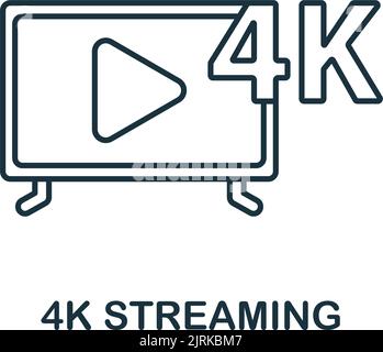 4K Streaming icon. Line simple Streaming icon for templates, web design and infographics Stock Vector
