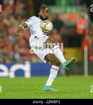 15 Aug 2022 - Liverpool v Crystal Palace - Premier League - Anfield  Crystal Palace's Odsonne Edouard during the Premier League match at Anfield. Picture : Mark Pain / Alamy Live News Stock Photo