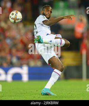 15 Aug 2022 - Liverpool v Crystal Palace - Premier League - Anfield  Crystal Palace's Odsonne Edouard during the Premier League match at Anfield. Picture : Mark Pain / Alamy Live News Stock Photo