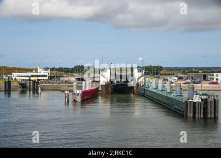 Texel, the Netherlands. August 2022. The ferry port of Texel, as seen from the ferry. High quality photo Stock Photo