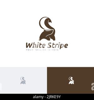 White Stripe Skunk Cute Little Animal Logo Stock Vector