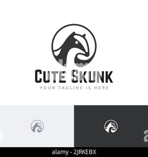 Circle Skunk Head Cute Little Animal Nature Logo Stock Vector