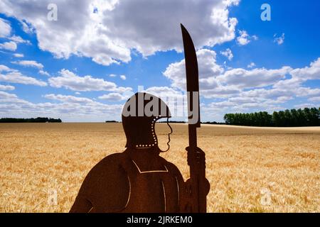 Statue of knight on Battlefield of Agincourt, France Stock Photo