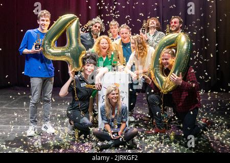 (from left, top) Larry Dean, Alfie Brown, Sam Campbell, Chris Cantrill, Josh Pugh, Seann Walsh (middle) Jordan Gray, Amy Gledhill, Liz Kingsman, Colin Hoult, (front) Lauren Pattison the nominees for Best Comedy award for Dave's Edinburgh Comedy Awards 2022 at the Edinburgh Festival Fringe. Picture date: Thursday August 25, 2022. Stock Photo