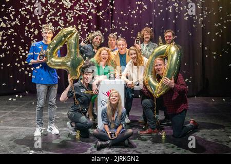 (from left, top) Larry Dean, Alfie Brown, Sam Campbell, Chris Cantrill, Josh Pugh, Seann Walsh (middle) Jordan Gray, Amy Gledhill, Liz Kingsman, Colin Hoult, (front) Lauren Pattison the nominees for Best Comedy award for Dave's Edinburgh Comedy Awards 2022 at the Edinburgh Festival Fringe. Picture date: Thursday August 25, 2022. Stock Photo