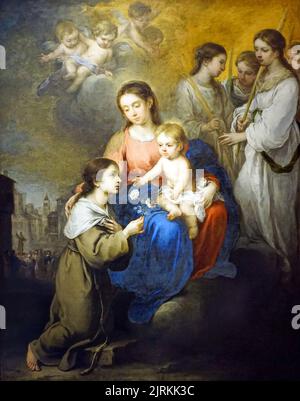 The Virgin and Child with Saint Rose of Viterbo (1670) by Bartolomé Esteban Murillo 1617-1682 Stock Photo