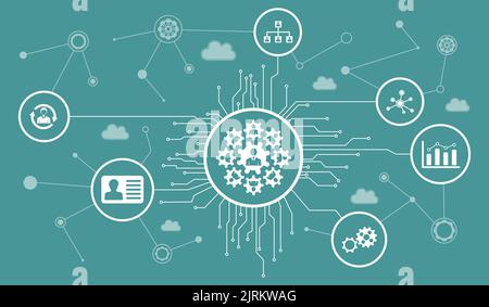 Concept of hrm with connected icons Stock Photo