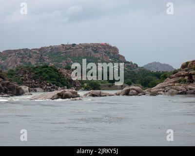 View of a holy Ajanadri hill (Mountain) at Hampi state Karnataka India ...