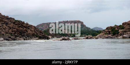 View of a holy Ajanadri hill (Mountain) at Hampi state Karnataka India ...