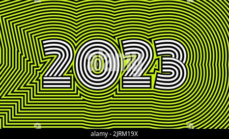 2023 New Year optical illusion style. Minimal op art abstract calendar