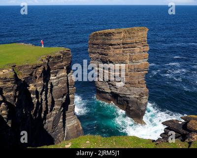 Castle of North Gaulton sea stack, Yesnaby, Orkney Stock Photo