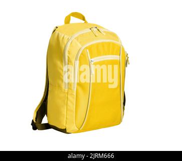 Yellow School bag isolated on white background Stock Photo