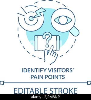 Identify visitors pain points turquoise concept icon Stock Vector