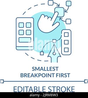 Smallest breakpoint first turquoise concept icon Stock Vector