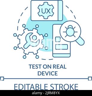 Test on real device turquoise concept icon Stock Vector