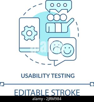 Usability testing turquoise concept icon Stock Vector