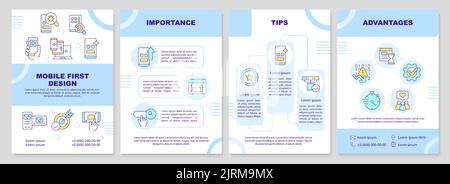 Mobile first design process turquoise brochure template Stock Vector