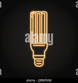 Energy saving fluorescent light bulb neon icon. Economical lamp symbol. Vector illustration. Stock Vector