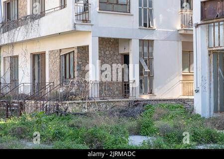 Varosha, Famagusta, Cyprus - June 2021: The abandoned city, ghost town, the local name is 'Kapali Maras'. Stock Photo