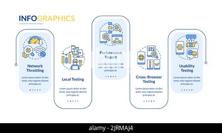Mobile first design testing blue rectangle infographic template Stock Vector