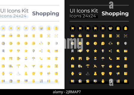 Shopping flat gradient color ui icons set for dark, light mode Stock Vector