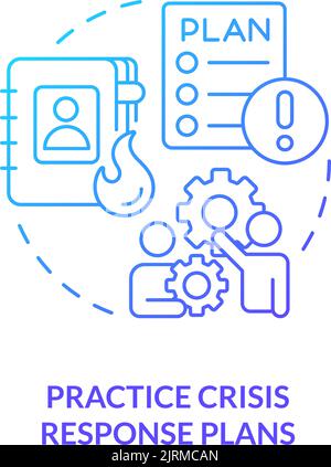 Practice crisis response plans blue gradient concept icon Stock Vector