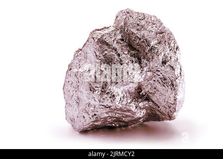 copper nuggets, real photo, isolated white background, metallurgy industry, conductive metal Stock Photo