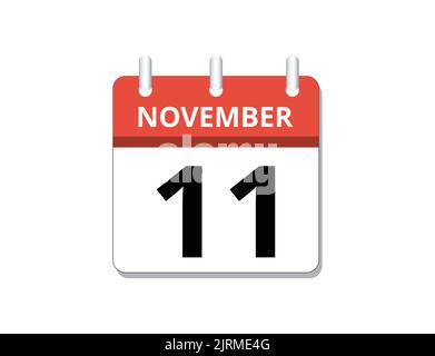 November, 11th calendar icon vector, concept of schedule, business and tasks Stock Vector