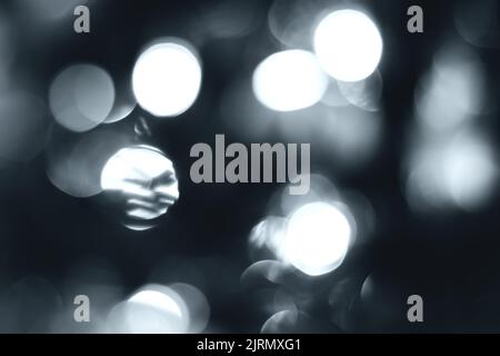 Blurred lights, gray, deep blue background. Abstract bokeh with soft light Stock Photo
