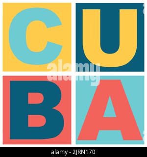 Colourful CUBA vector isometric illustration Stock Vector