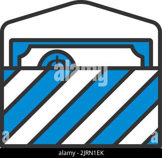 Birthday Gift Envelop Icon With Money. Editable Bold Outline With Color Fill Design. Vector Illustration. Stock Vector