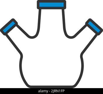 Icon Of Chemistry Round Bottom Flask. Editable Bold Outline With Color Fill Design. Vector Illustration. Stock Vector